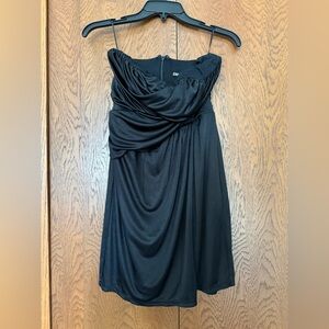 Express Black Strapless Draped Cocktail Dress